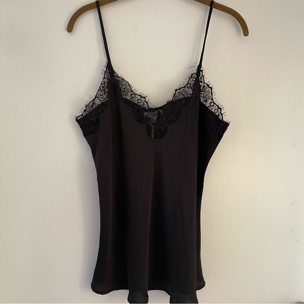 NWT Boutique Easel Black Lace Spaghetti Strap Blouse